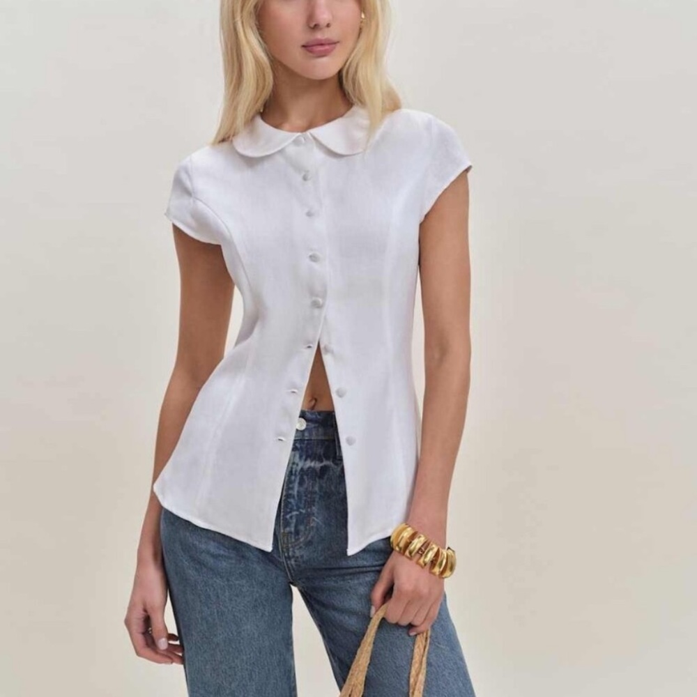 Reformation Molly Linen Shirt white